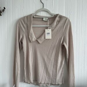 SHEER CROSS COLLAR TOP in Shell